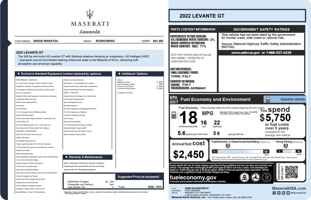 Used 2022 Maserati Levante GT for sale $42,900 at Maserati of Greenwich in Greenwich CT 06830 1