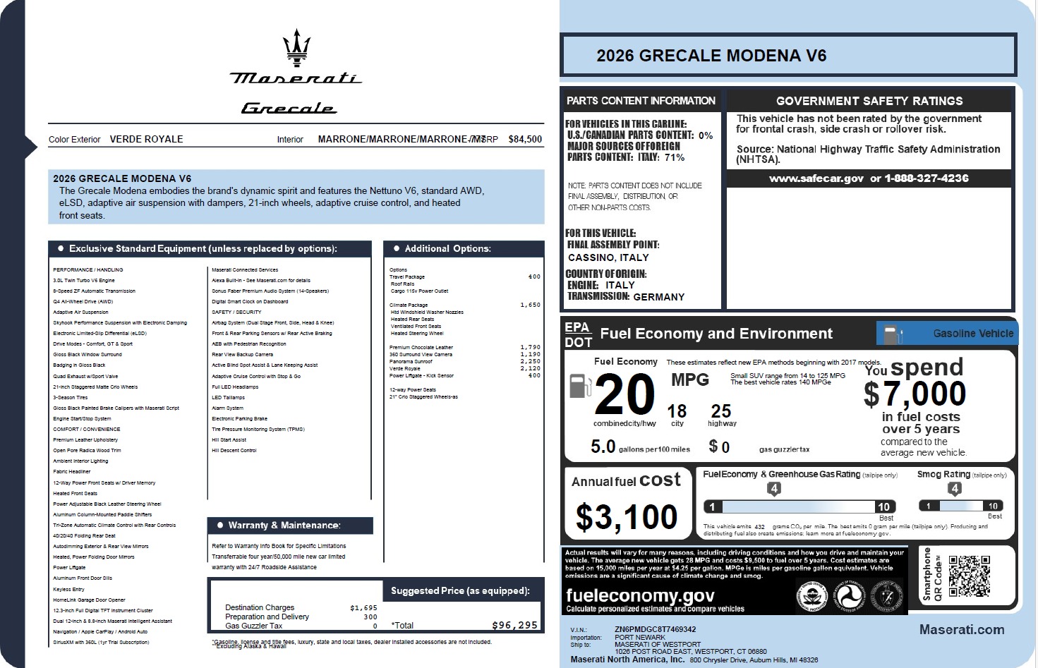 New 2026 Maserati Grecale Modena V6 for sale $96,295 at Maserati of Greenwich in Greenwich CT 06830 1