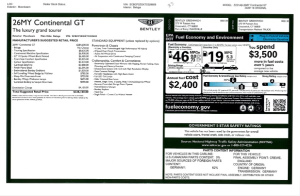 New 2026 Bentley Continental GT for sale $328,160 at Maserati of Greenwich in Greenwich CT 06830 26