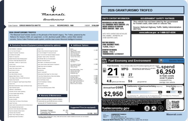 New 2026 Maserati GranTurismo Trofeo for sale $198,365 at Maserati of Greenwich in Greenwich CT 06830 23