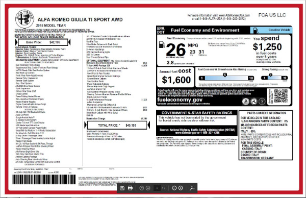 New 2018 Alfa Romeo Giulia Ti Sport Q4 for sale Sold at Maserati of Greenwich in Greenwich CT 06830 26