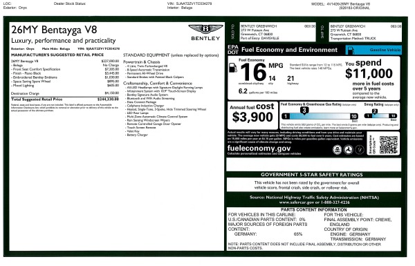 New 2026 Bentley Bentayga V8 for sale $244,330 at Maserati of Greenwich in Greenwich CT 06830 10