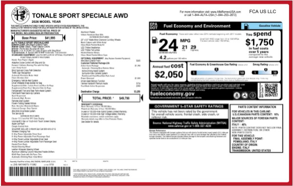New 2026 Alfa Romeo Tonale Sport Speciale for sale $49,790 at Maserati of Greenwich in Greenwich CT 06830 25