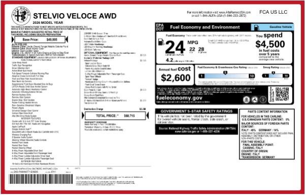 New 2026 Alfa Romeo Stelvio Veloce for sale $60,715 at Maserati of Greenwich in Greenwich CT 06830 25