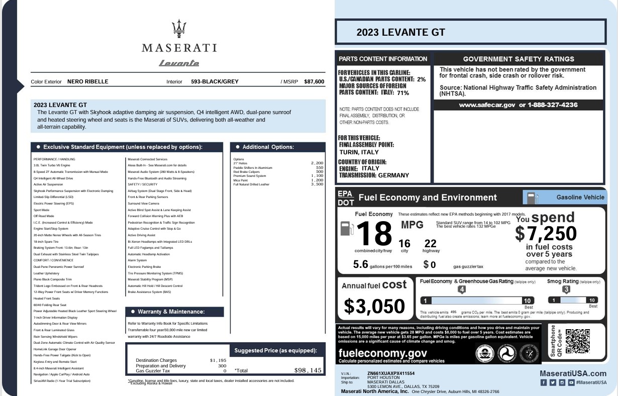 Used 2023 Maserati Levante GT for sale $49,900 at Maserati of Greenwich in Greenwich CT 06830 1