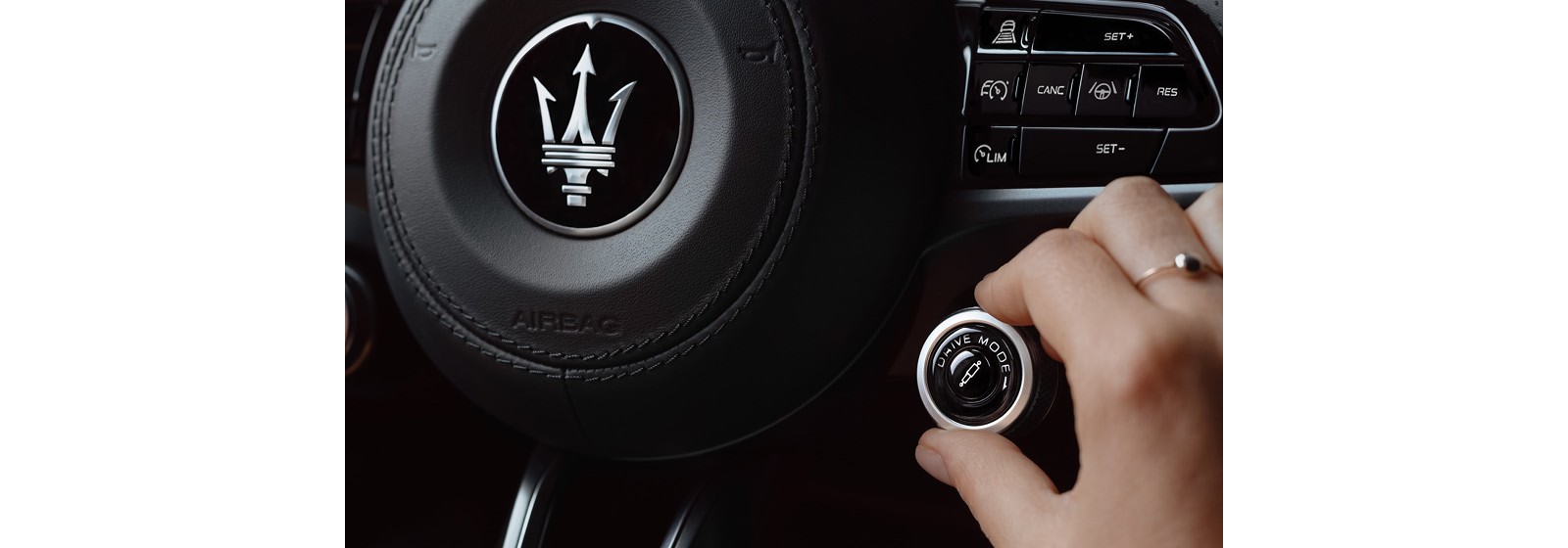 Redesigned steering wheel and controls of the 2027 Maserati Grecale